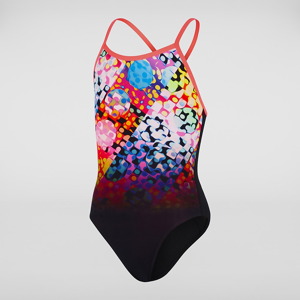 Polka Melt Placement VBack Badeanzug Schwarz/Rot für Mädchen
