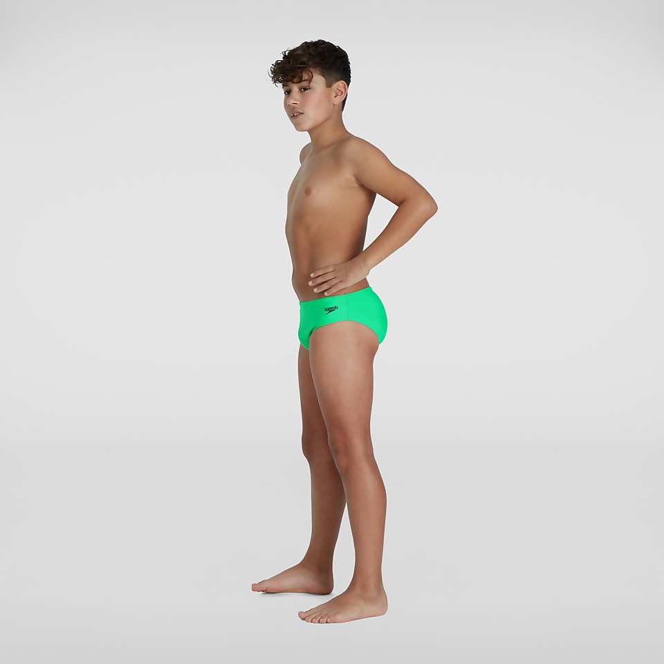 Slip de bain Garçon Logo 6,5 cm vert/gris
