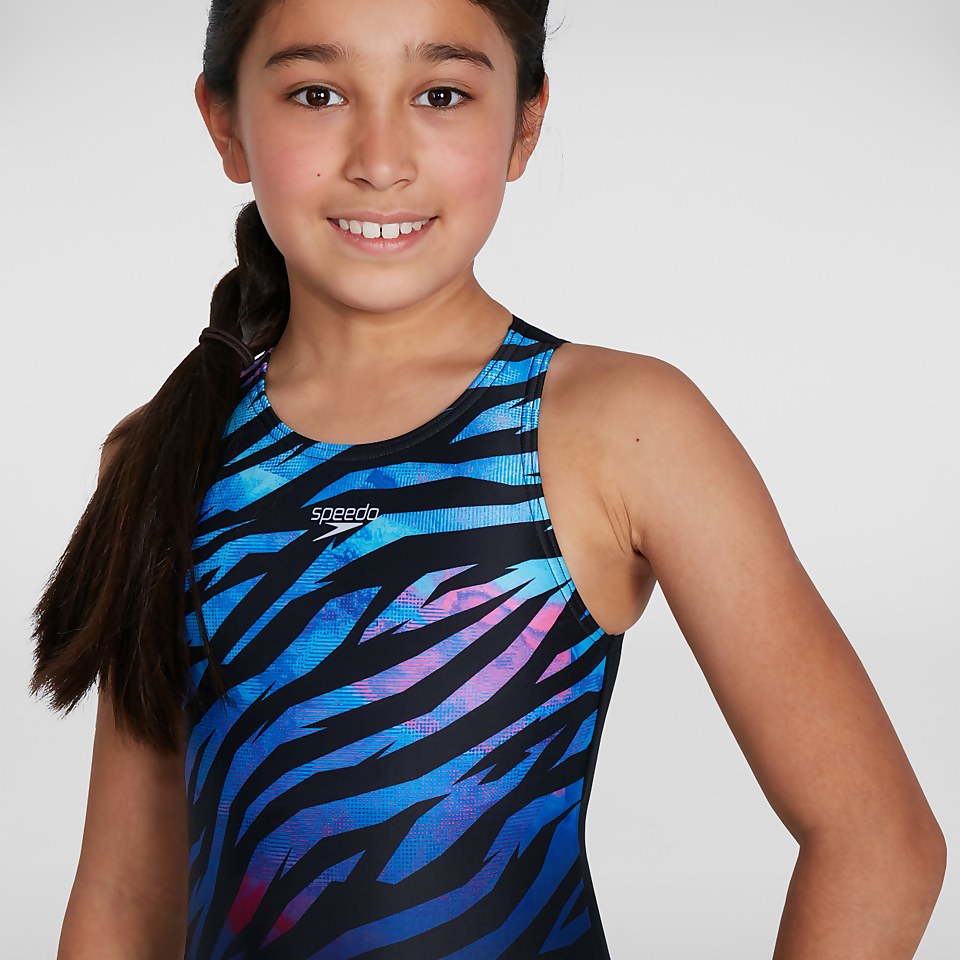 Girls' Placement Hydrasuit Swimsuit Black/Blue