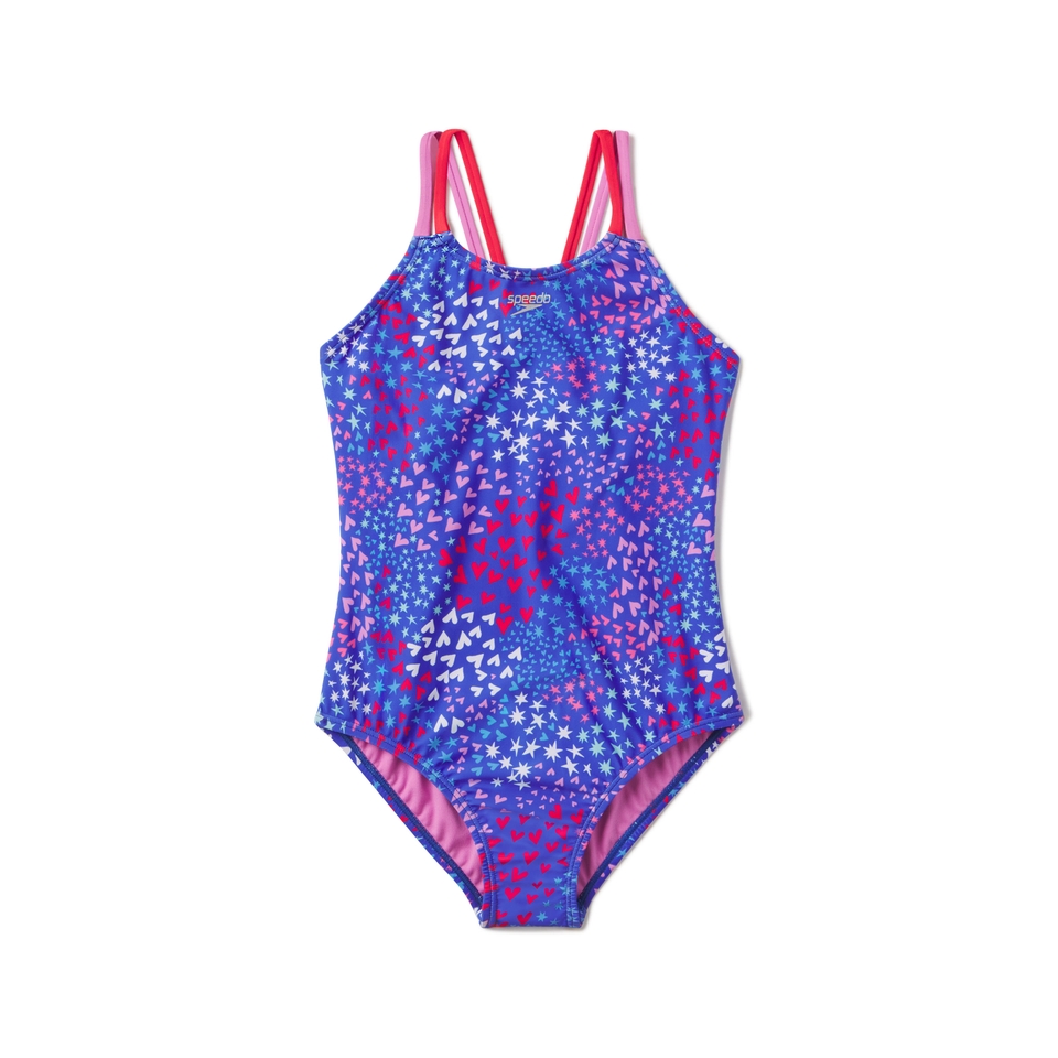 Girl's Printed Strappy One Piece Purple