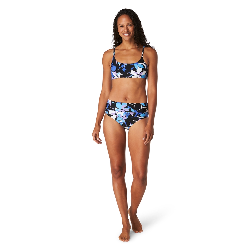 Women's Printed High Waist Bikini Bottom Blue