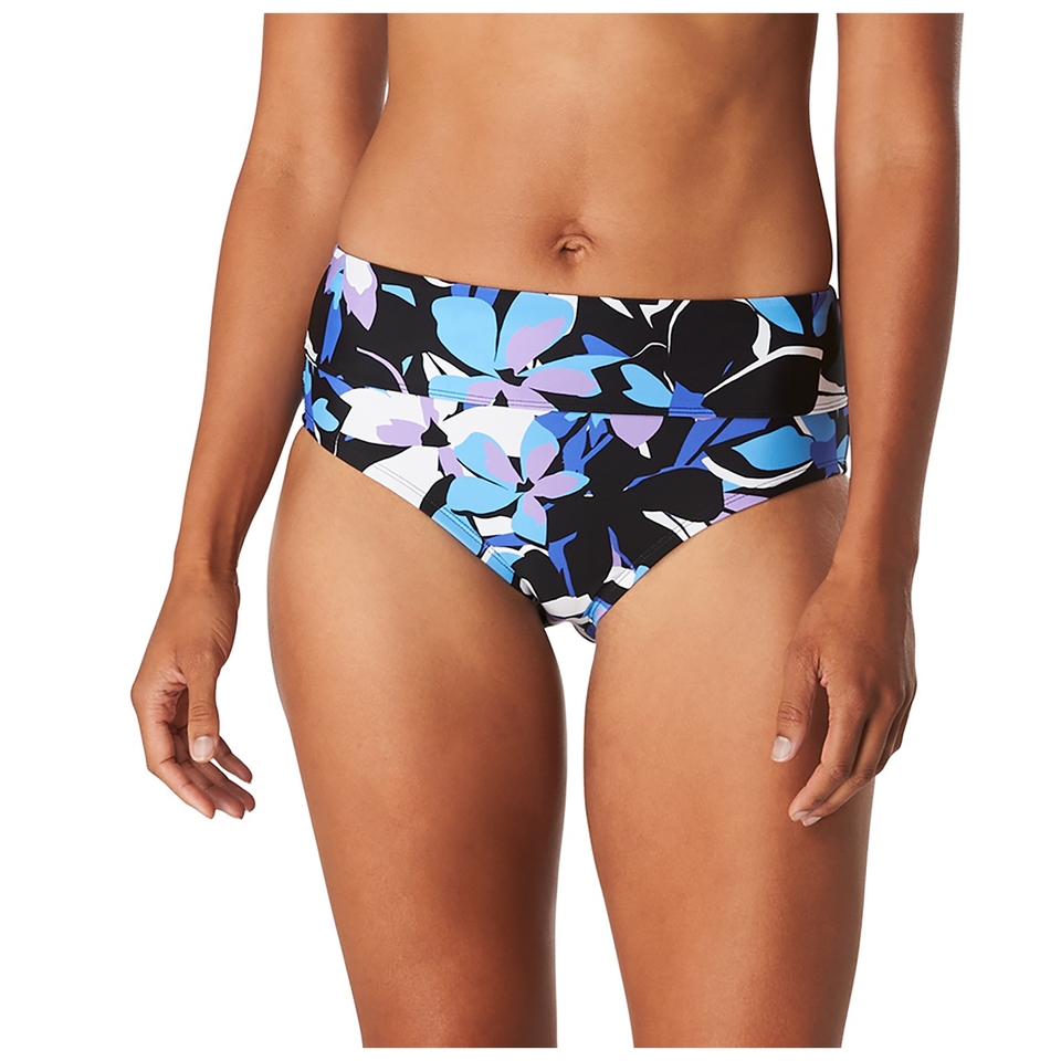 Women's Printed High Waist Bikini Bottom Blue
