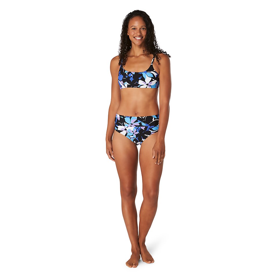 Women's Printed Double Cross Bikini Top Purple