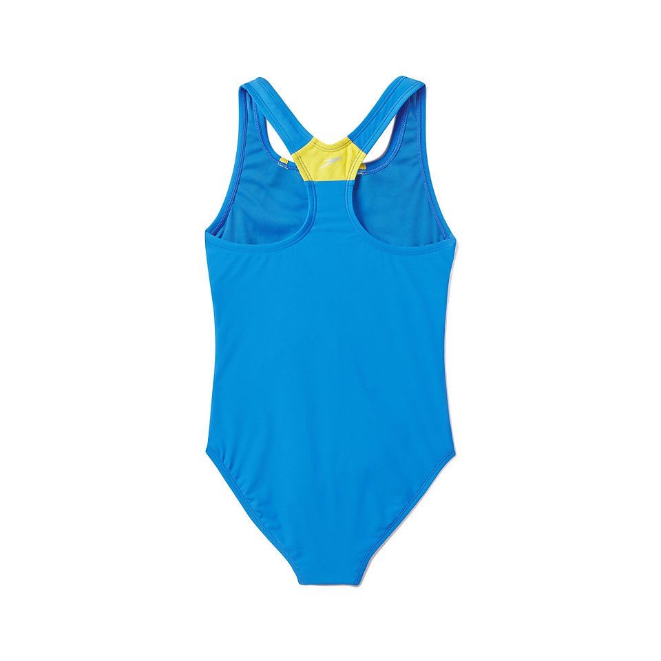 Girl's Printed Sport Splice One Piece Blue