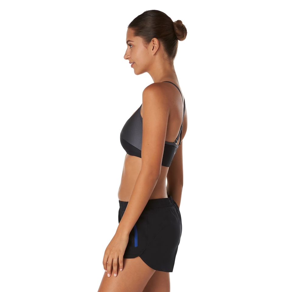 Haut de bikini asymétrique pour femmes, noir
