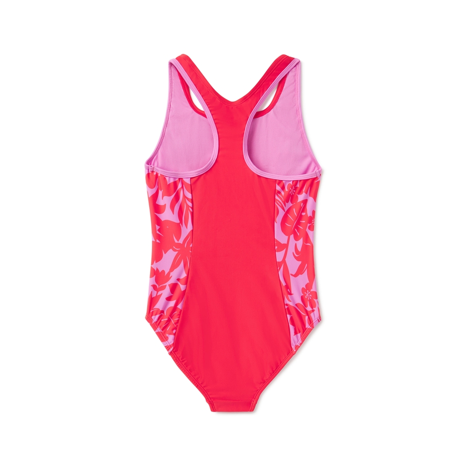 Girl's Printed Splice Racerback One Piece Red