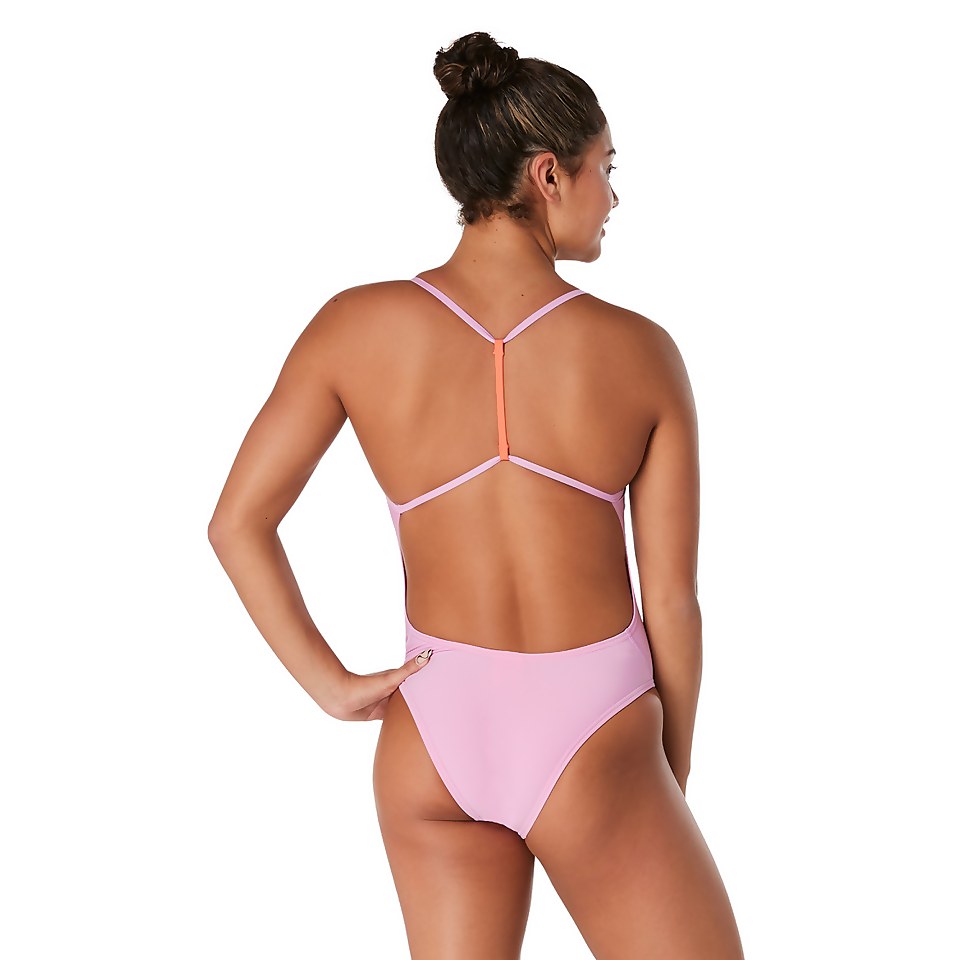 Women's Solid T-Back One Piece Purple