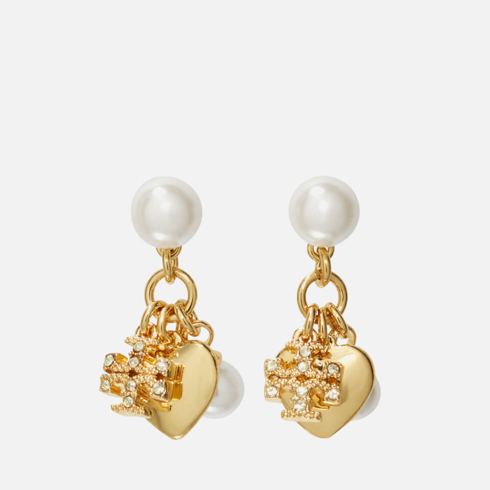 Tory Birch Kira 18-Karat Gold-Plated Faux Pearl Crystal Earrings
