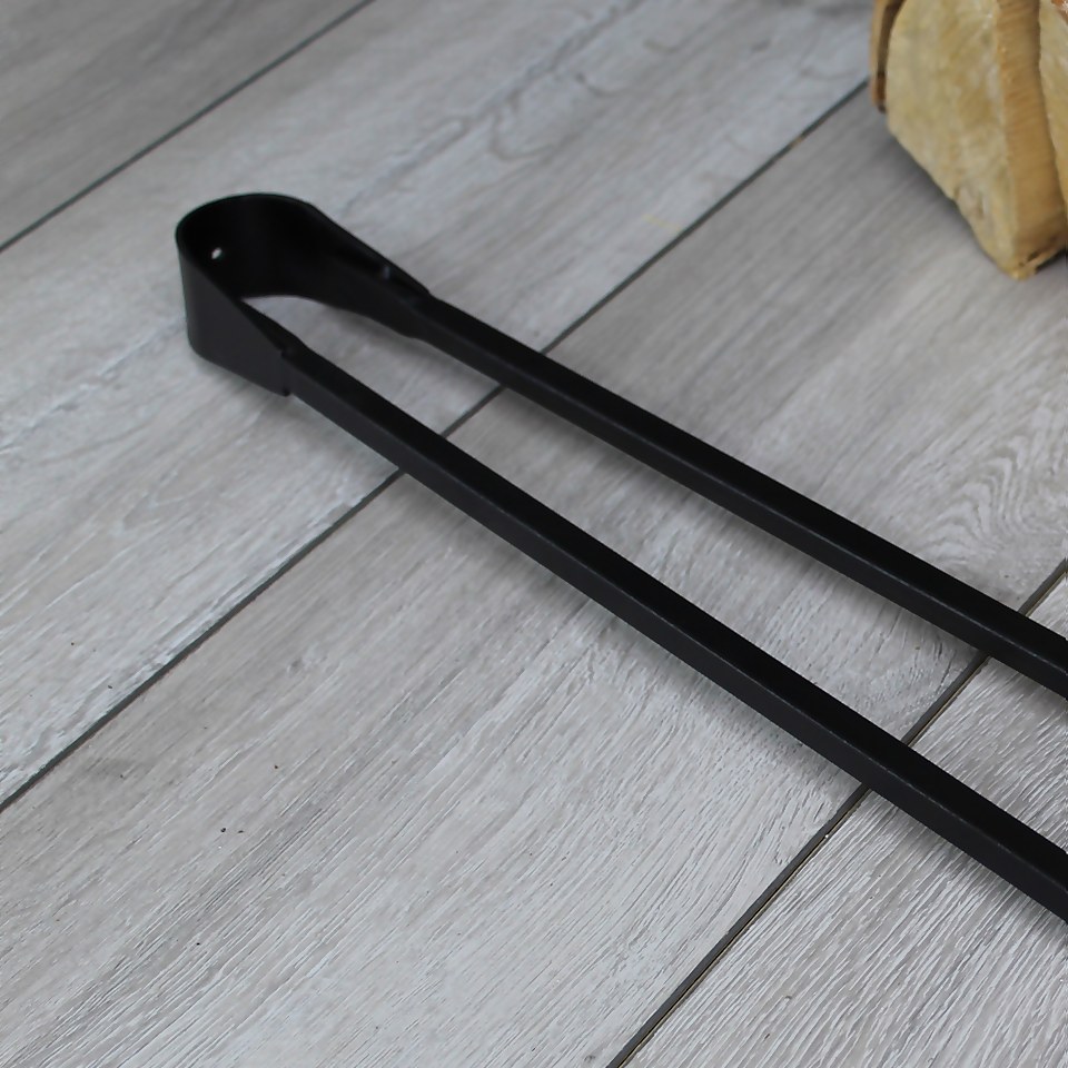 Long Handle Tongs for Fireplaces - Black