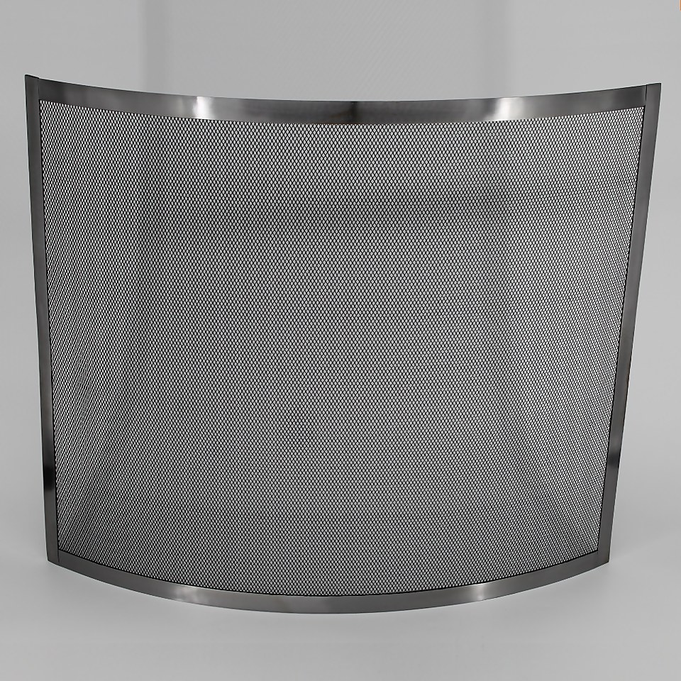 Curved Pewter Effect Fire Screen