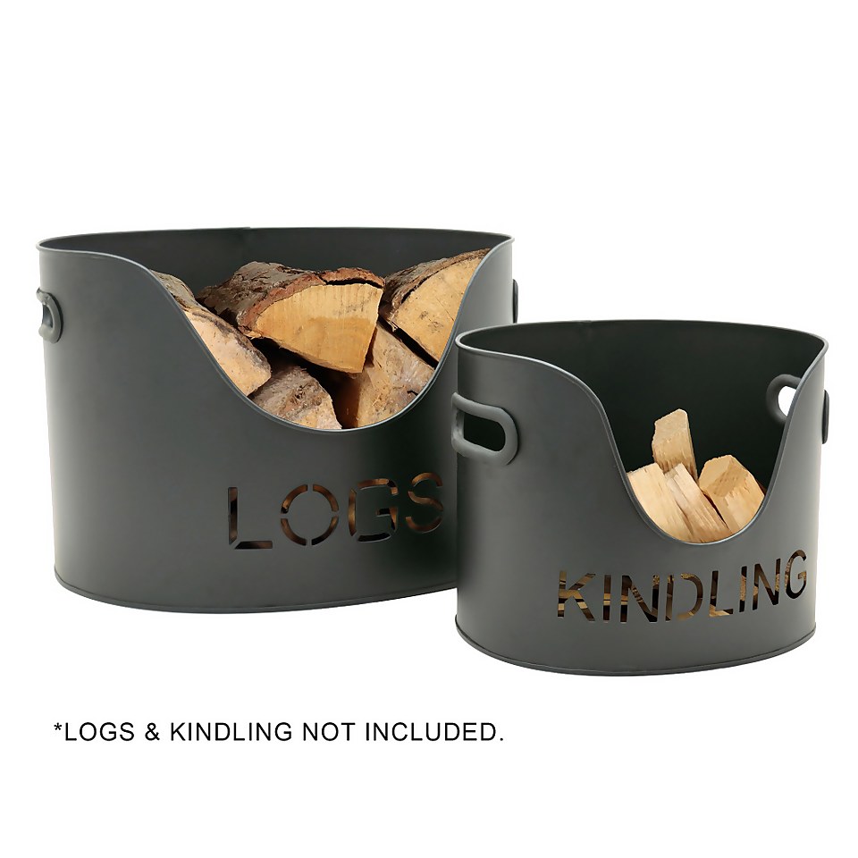 Log & Kindling Bucket Set - Black