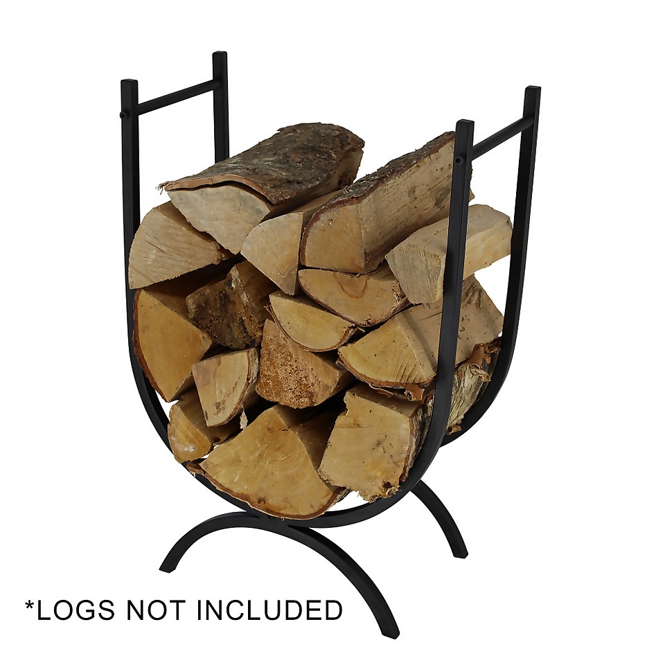 Contemporary U-Shaped Log Store & Rack - Black