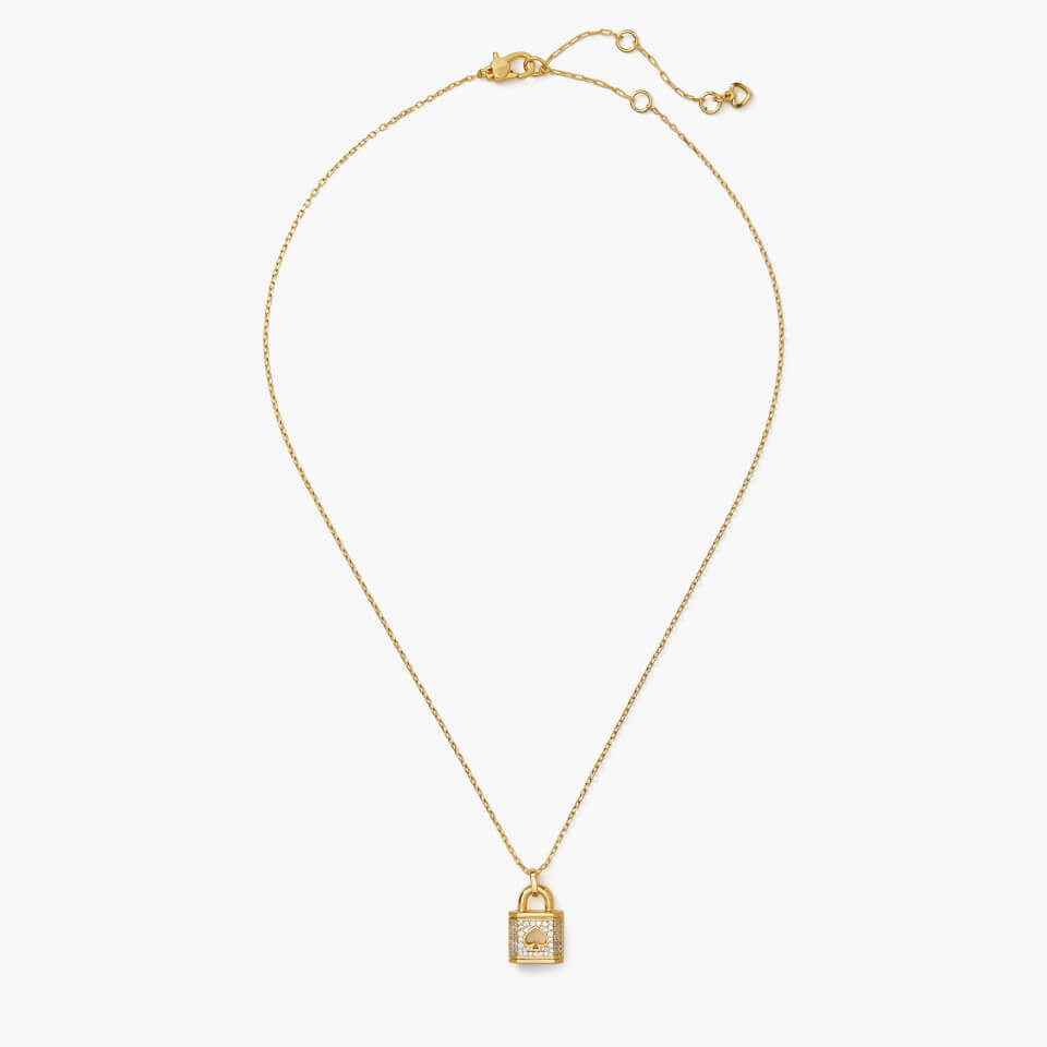 Kate Spade New York Lock and Spade Gold-Tone and Cubic Zirconia Pavé Necklace