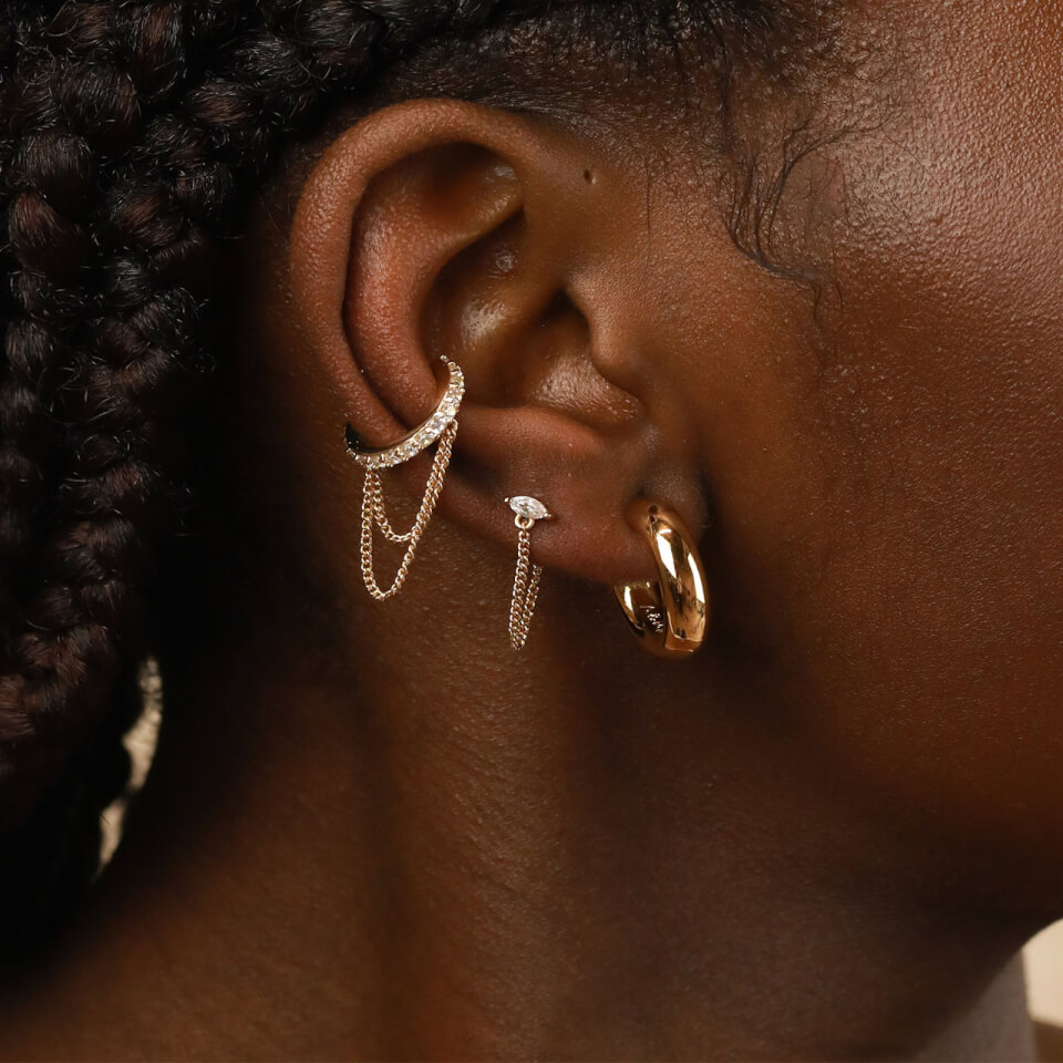 Astrid & Miyu Women's Crystal Chain Ear Cuff In Gold - Gold