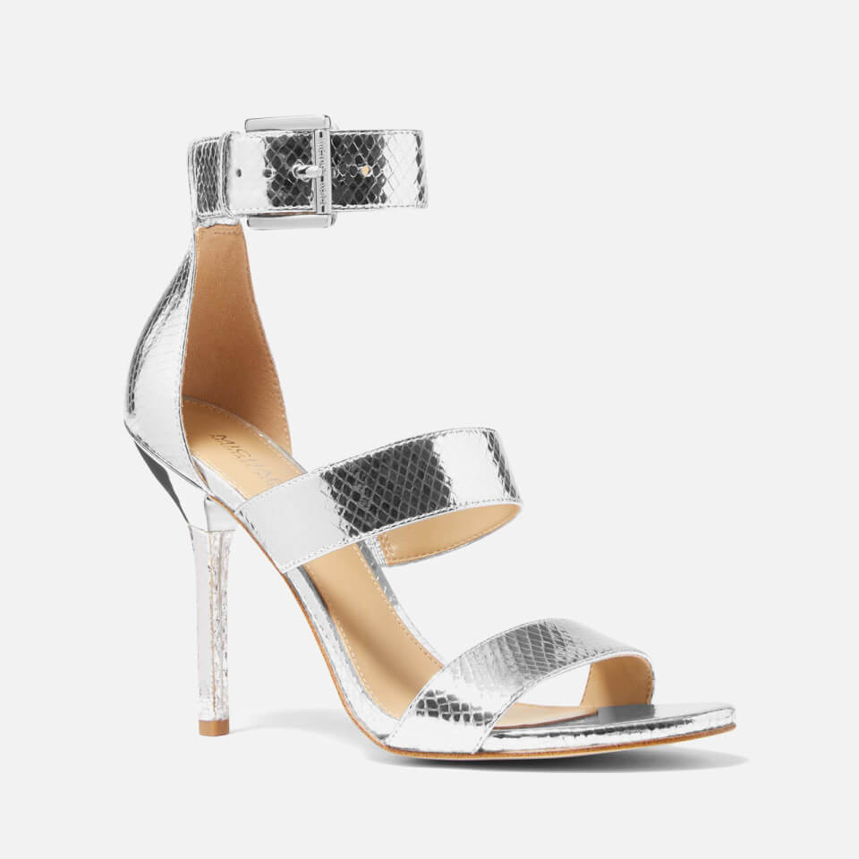 MICHAEL Michael Kors Women's Amal Metallic Leather Heeled Sandals