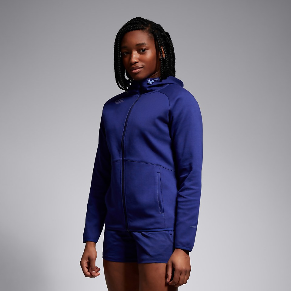 WOMENS VAPODRI FZ TEMPO HOODED SWEAT BLUE