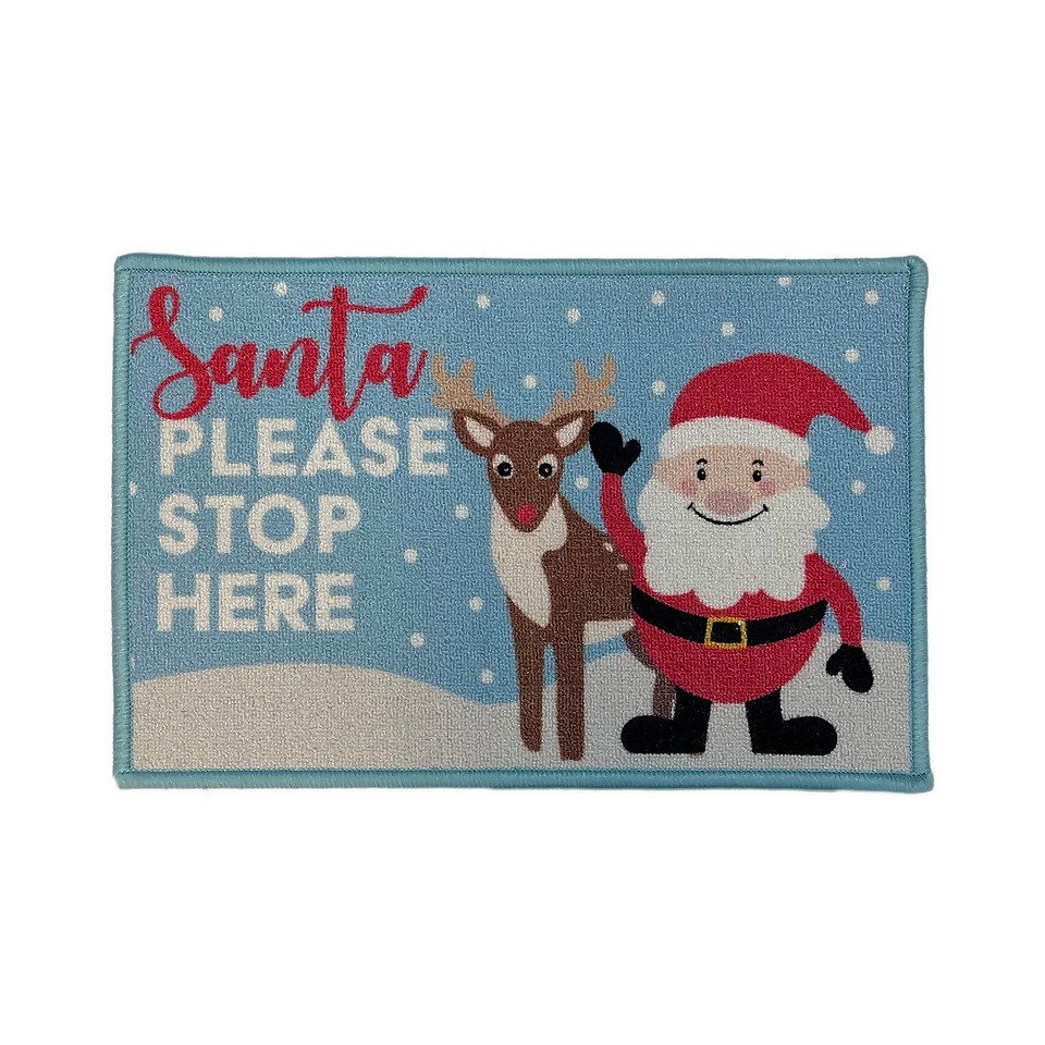 Washable Christmas Door Mat Santa 38 x 58cm Homebase