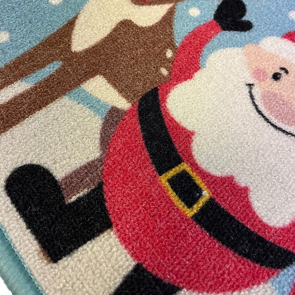 Washable Christmas Door Mat Santa 38 x 58cm Homebase