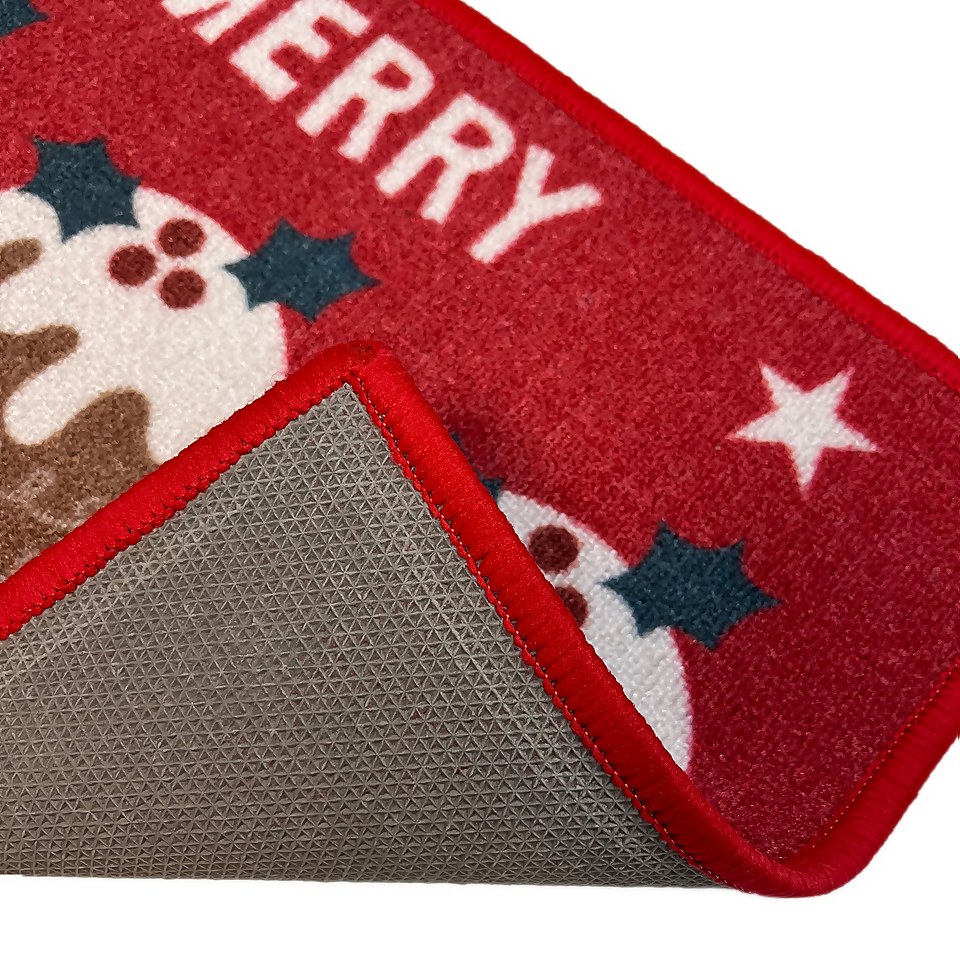 Washable Door Mat Christmas Puddings 38 x 58cm Homebase