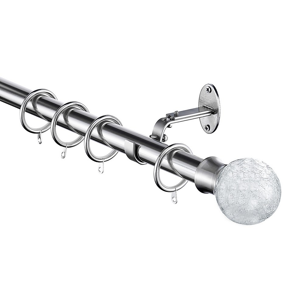 Extendable Curtain Pole with Stud Finial Steel 25/28mm Homebase