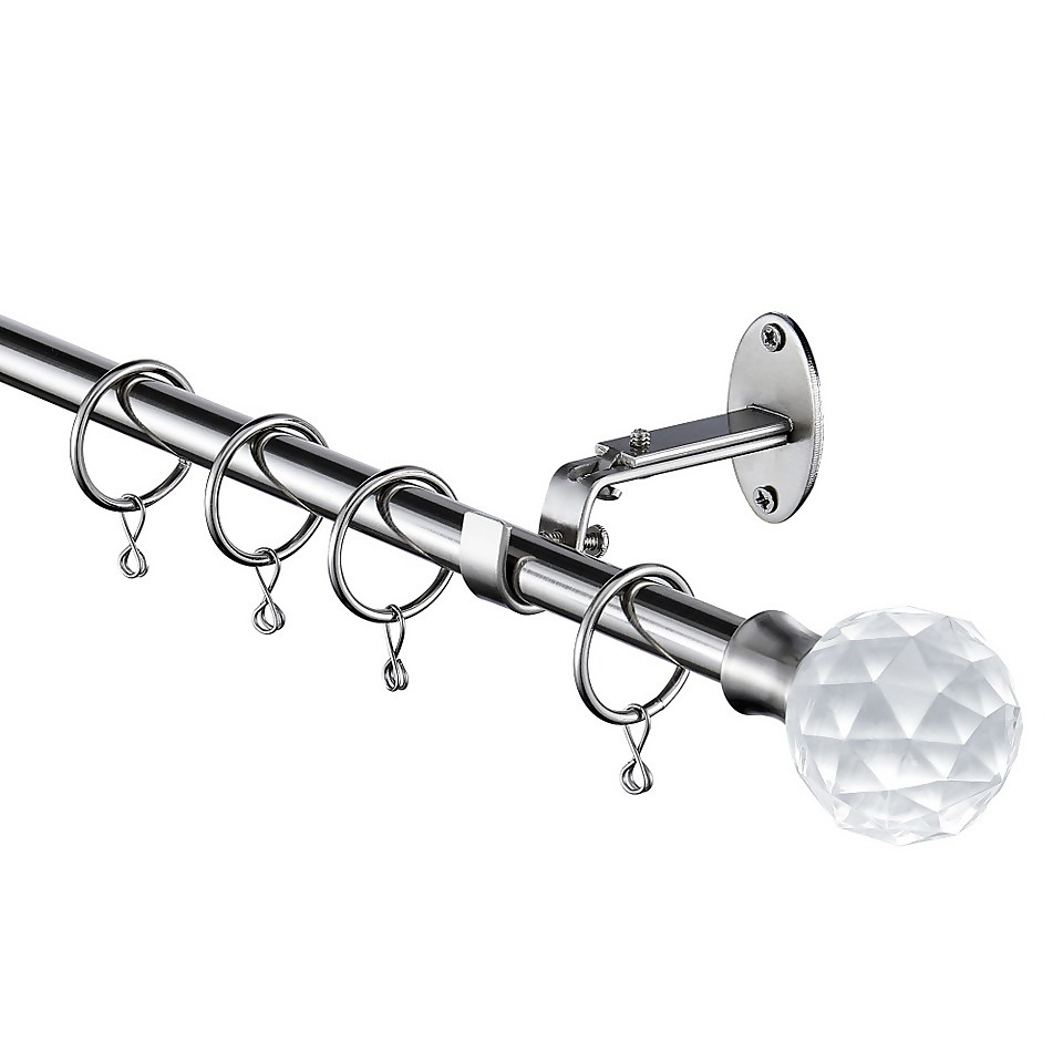 Extendable Curtain Pole with Crackle Glass Finial Steel Homebase