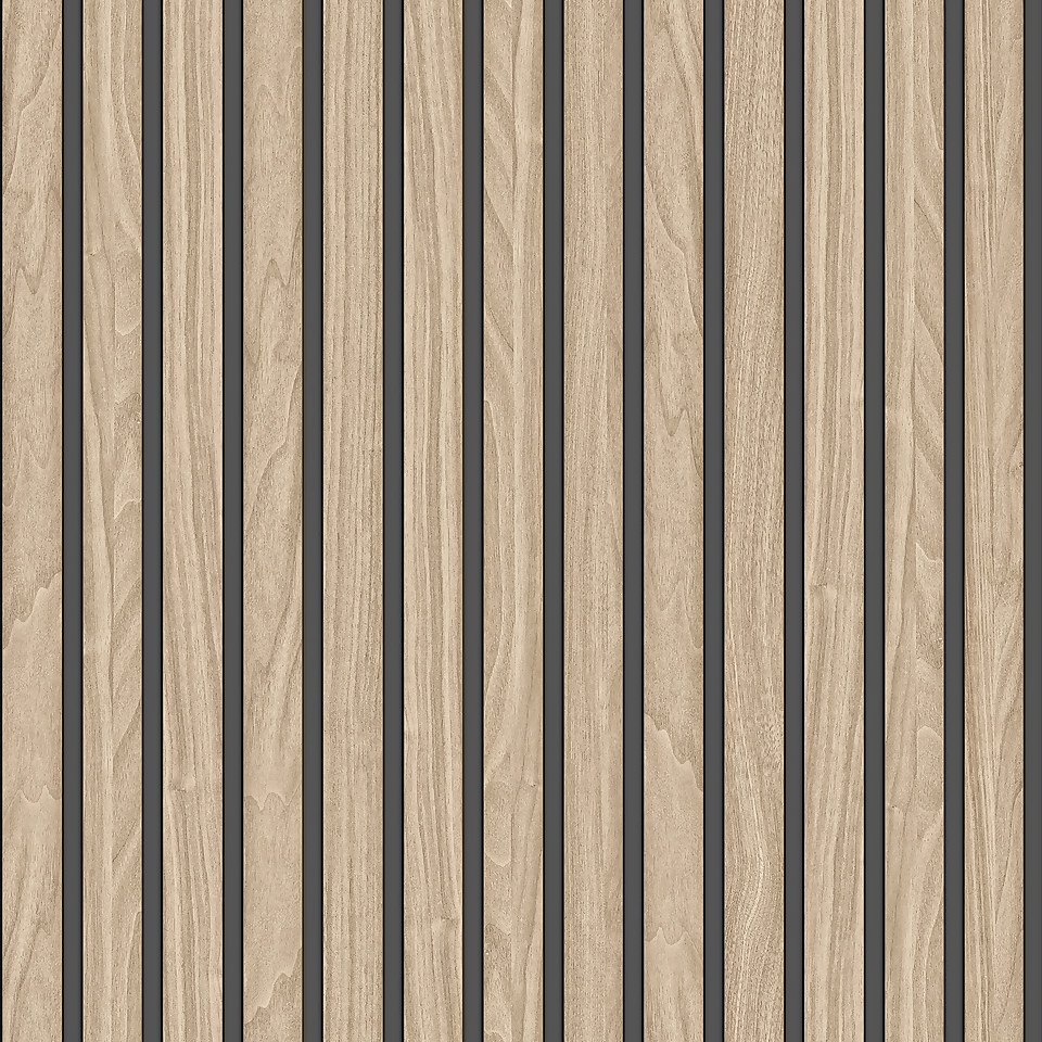 Belgravia Decor Wood Slat Textured Light Oak Wallpaper A4 Size Sample