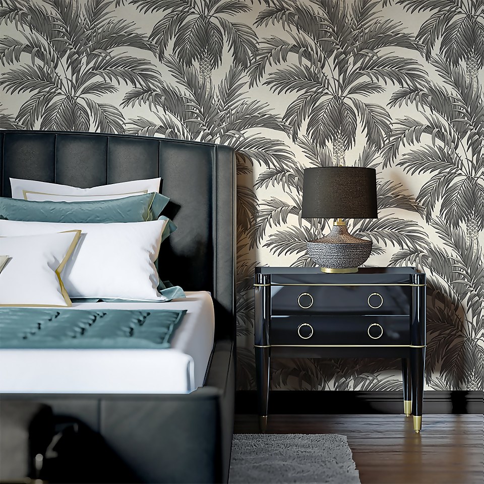 Belgravia Decor Palm Tree Textured Cream Wallpaper A4 Size Sample