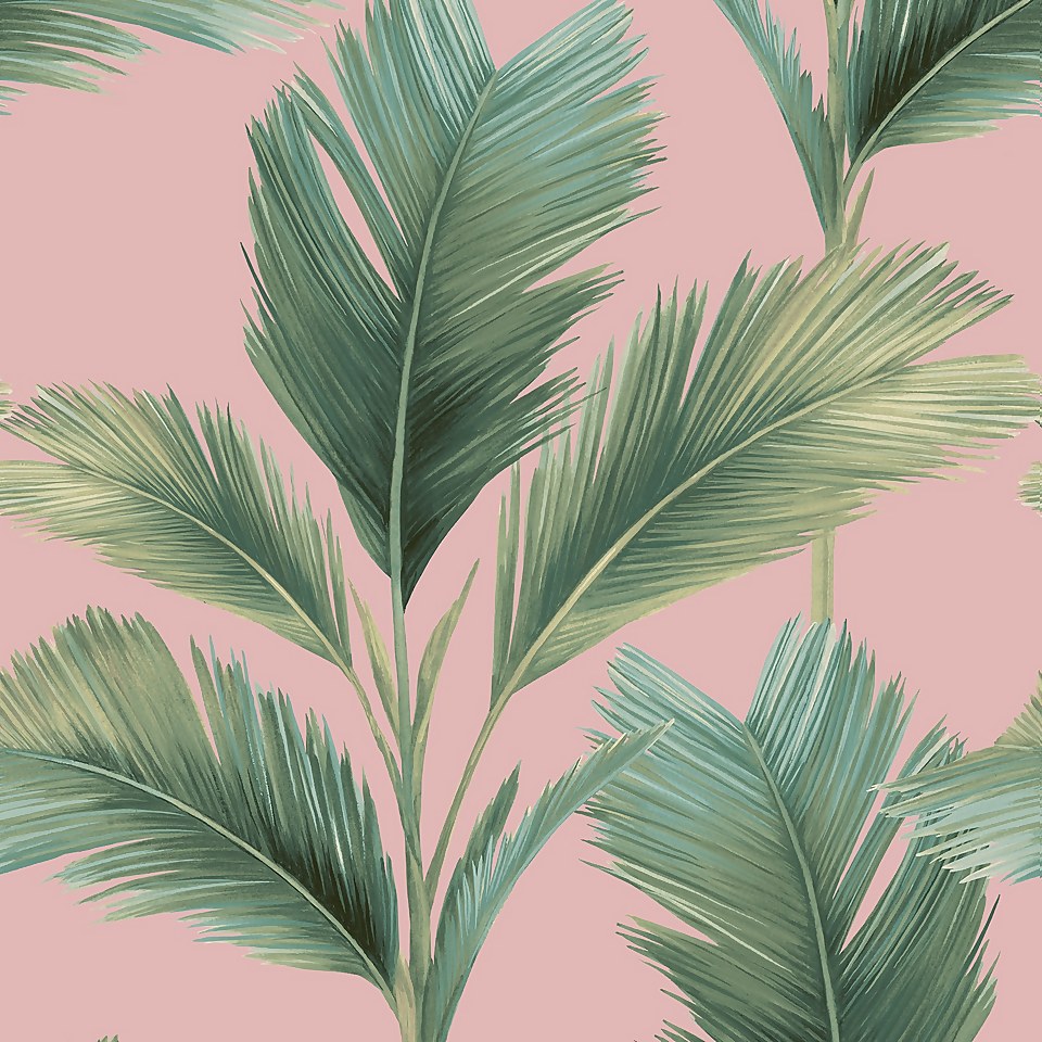 Belgravia Decor Kailani Pink Leaf Wallpaper A4 Size Sample