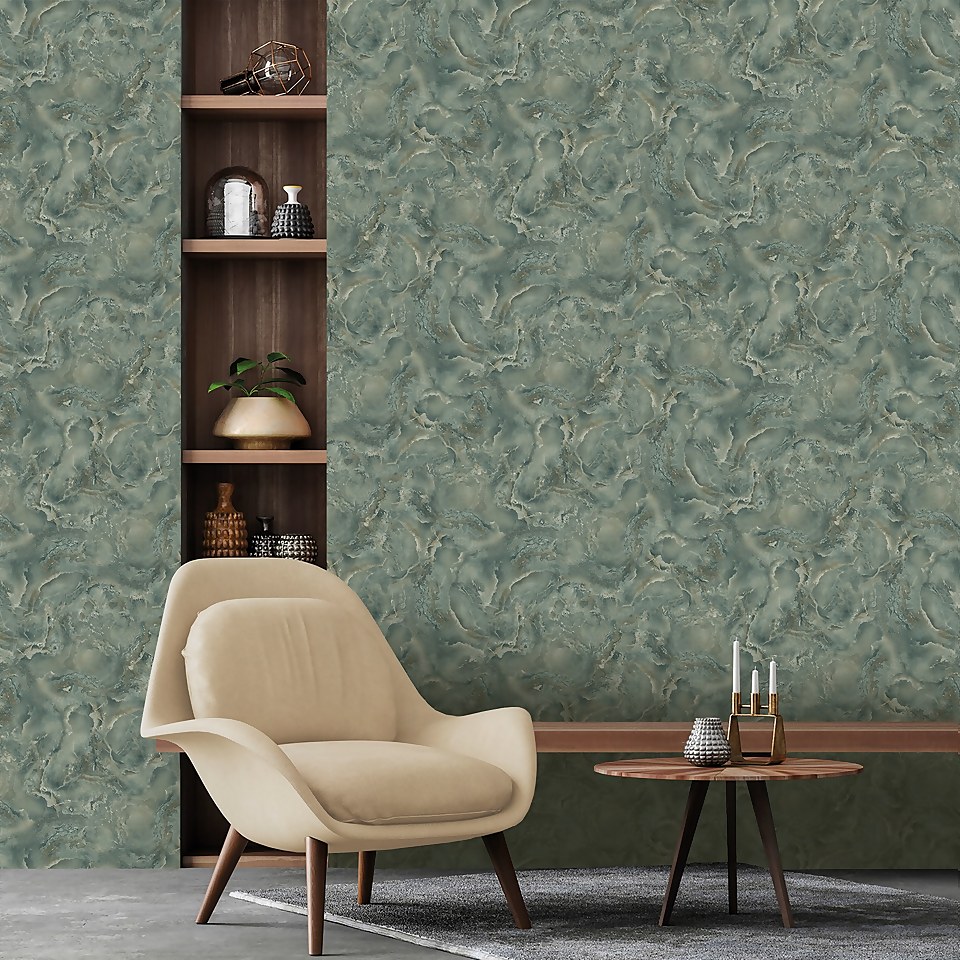 Belgravia Decor Marble Textured Green Wallpaper A4 Size Sample