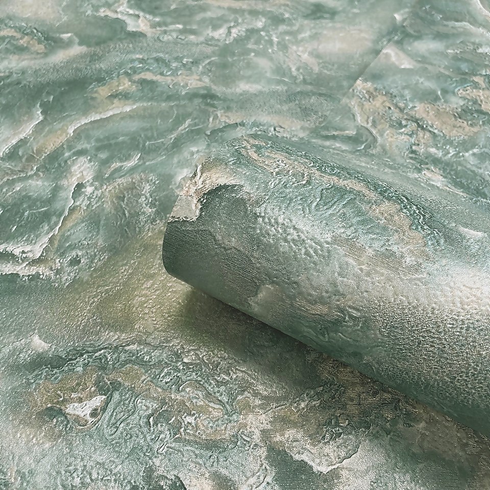 Belgravia Decor Marble Textured Green Wallpaper A4 Size Sample