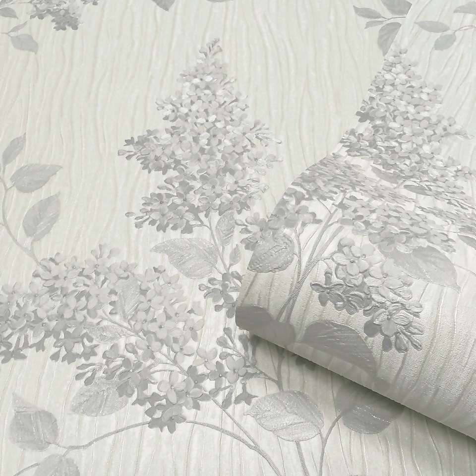 Belgravia Decor Tiffany Fiore Flower Textured Silver Wallpaper