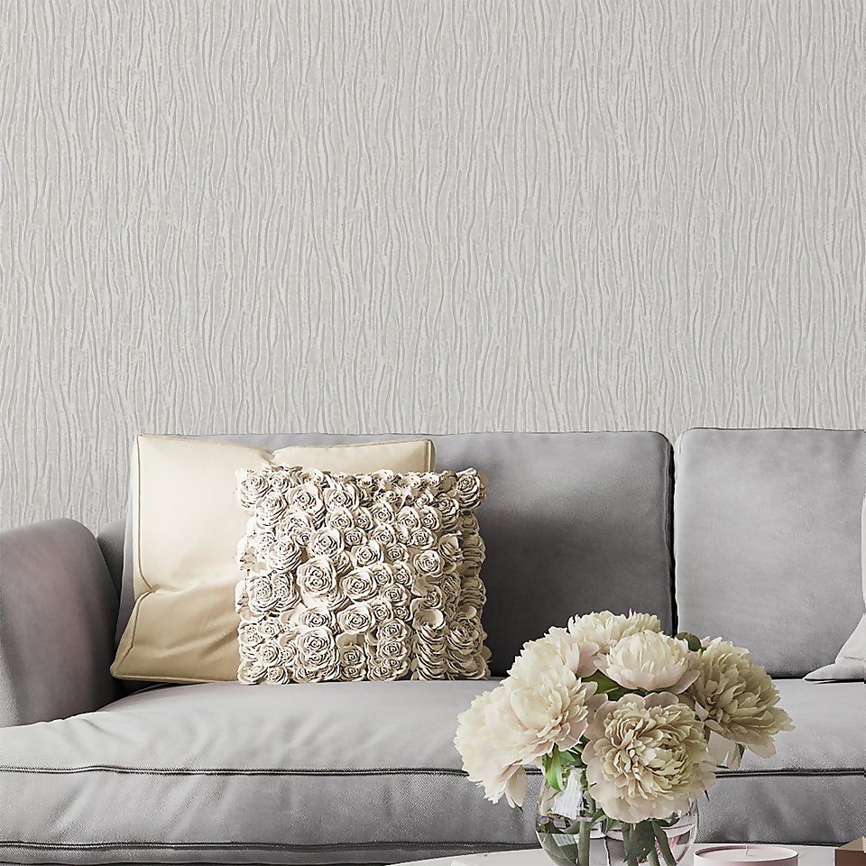 Belgravia Decor Tiffany Heavily Textured Silver Wallpaper