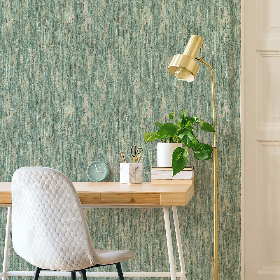 Belgravia Decor Retreat Distressed Textured Green Wallpaper A4 Size Sample