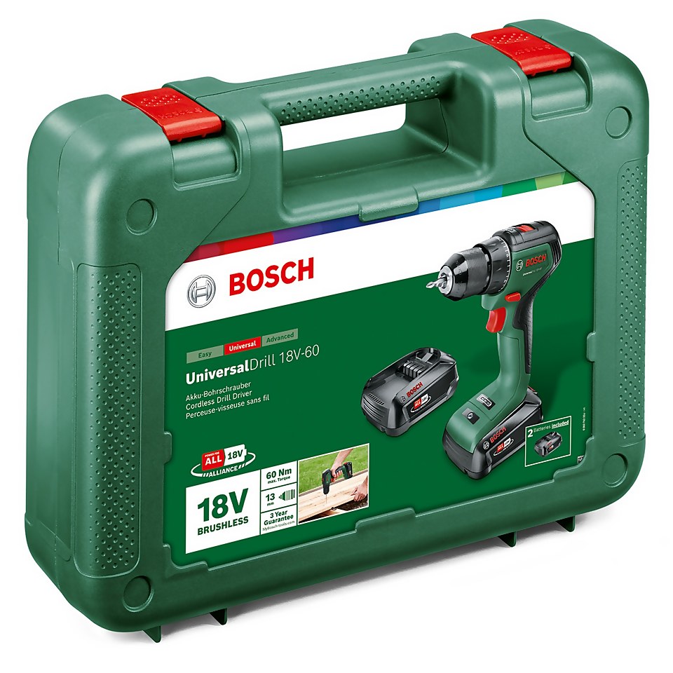 Bosch UniversalDrill 18V60 with 2x 2 0Ah Batteries & AL 18V 20 Charger