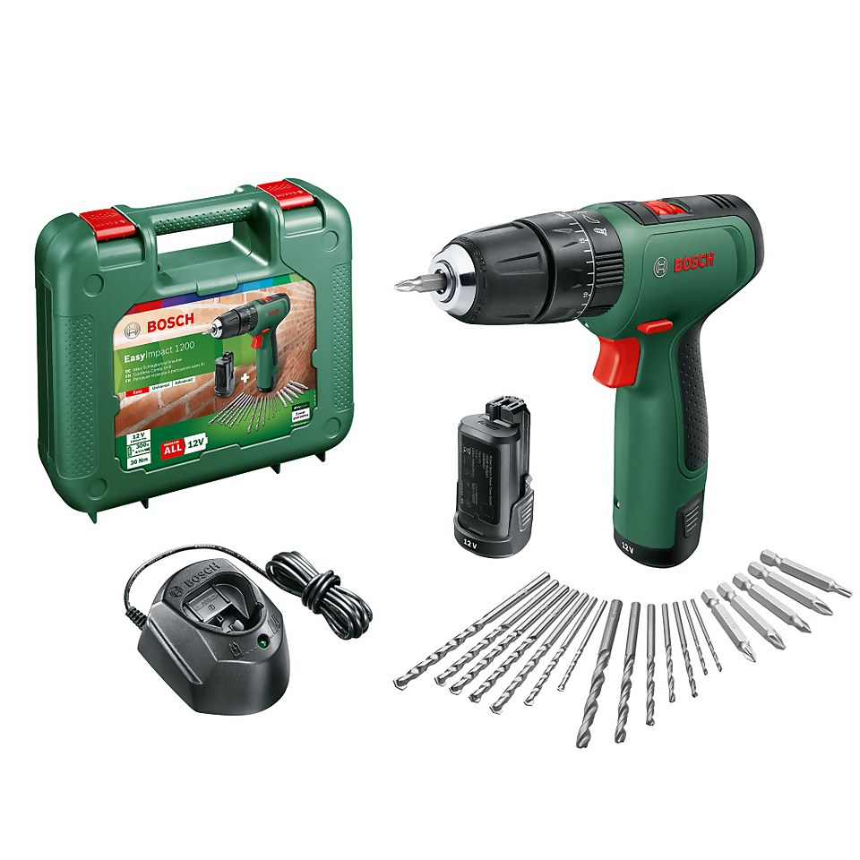 Bosch EasyImpact 1200 Combi Drill with 2x 1.5Ah Batteries & Charger