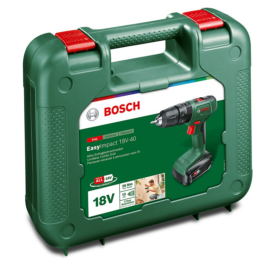 Bosch EasyImpact 18V-40 Combi Drill with 1 x 1.5Ah Battery & Charger