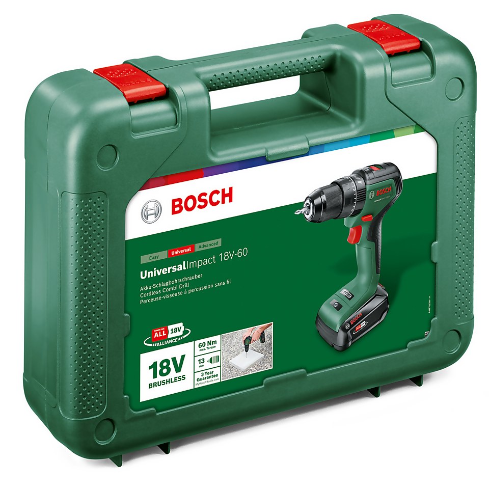 Bosch UniversalImpact 18V-60 Drill Driver with 1 x 2Ah Battery & AL18V 20 Charger