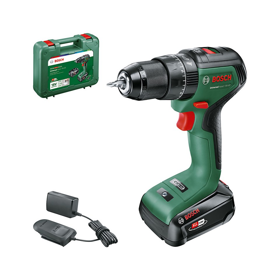 Bosch UniversalImpact 18V-60 Drill Driver with 1 x 2Ah Battery & AL18V 20 Charger