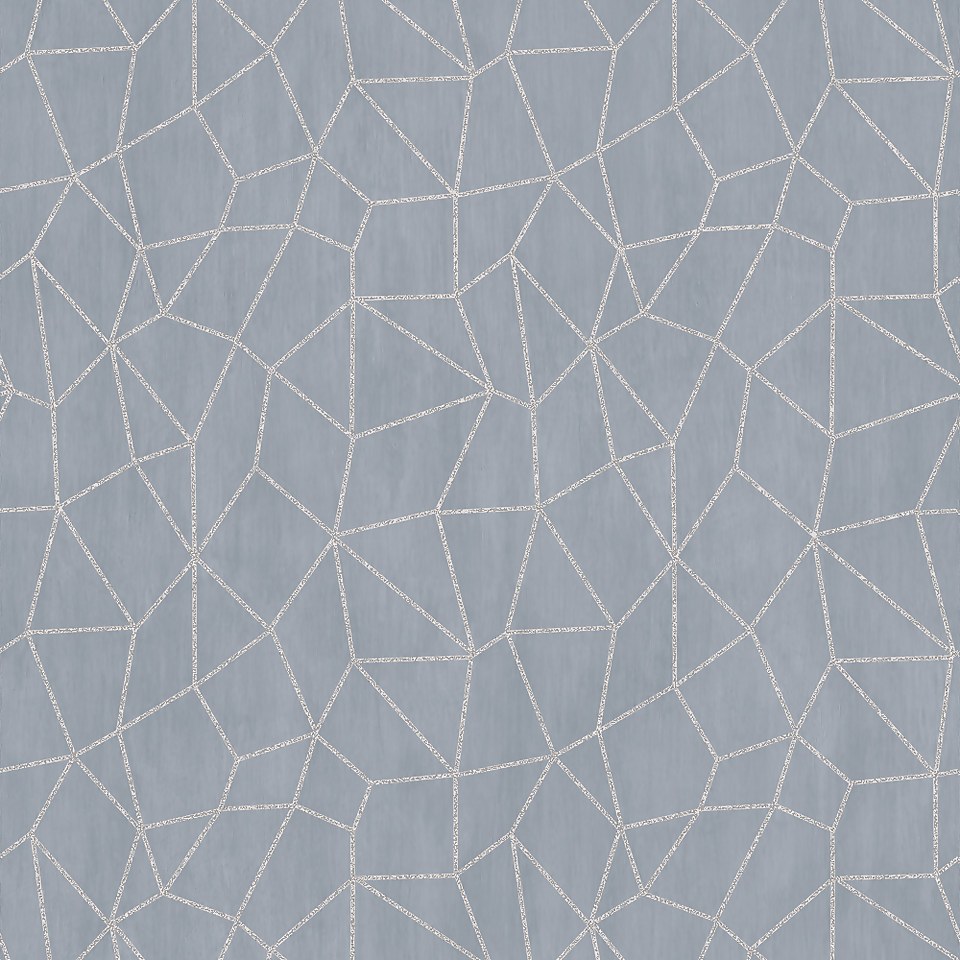 Galerie Geometric Metallic Blue Wallpaper
