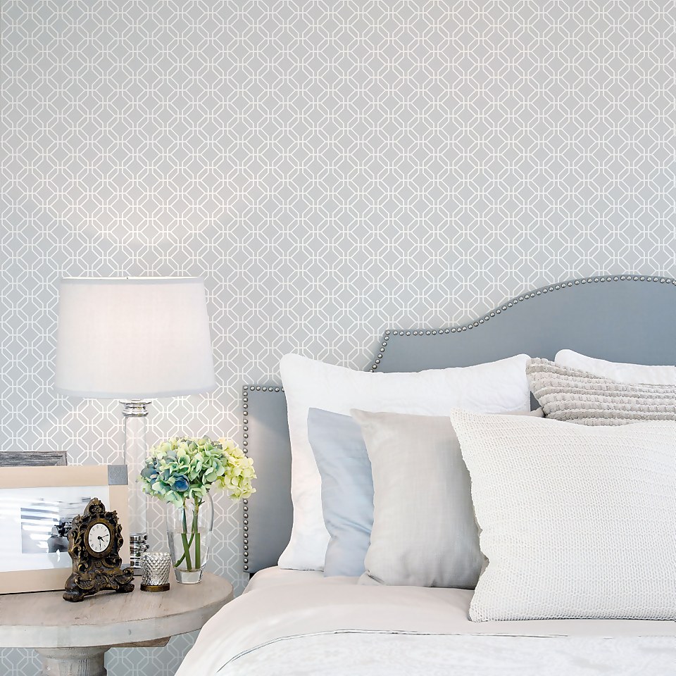 Galerie Honeycomb Trellis Grey Wallpaper