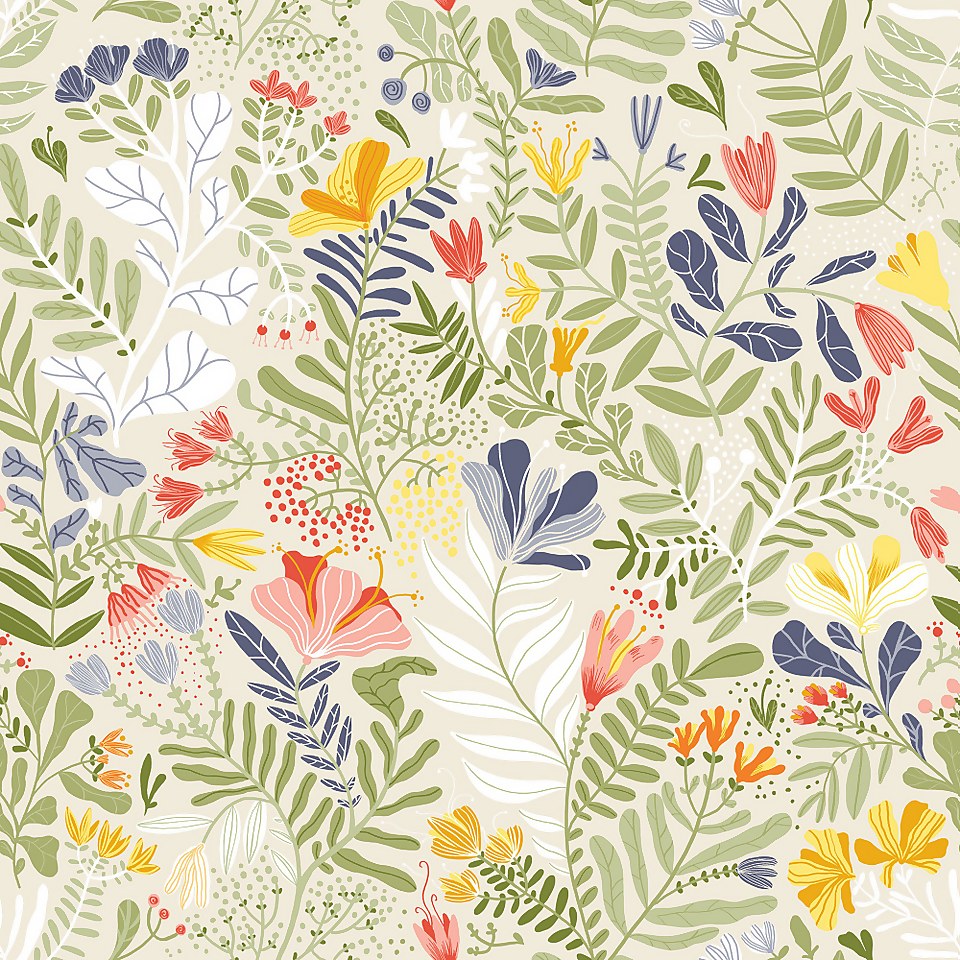 Galerie Wild Flower Beige Wallpaper