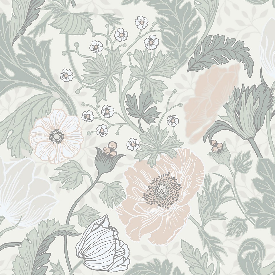 Galerie Floral Trail Green A4 Wallpaper Sample