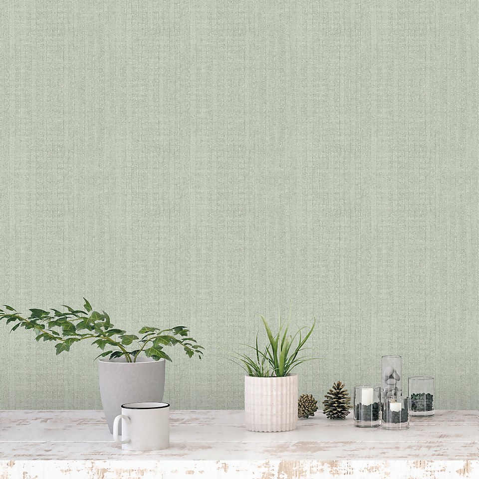 Galerie Vertical Texture Green A4 Wallpaper Sample