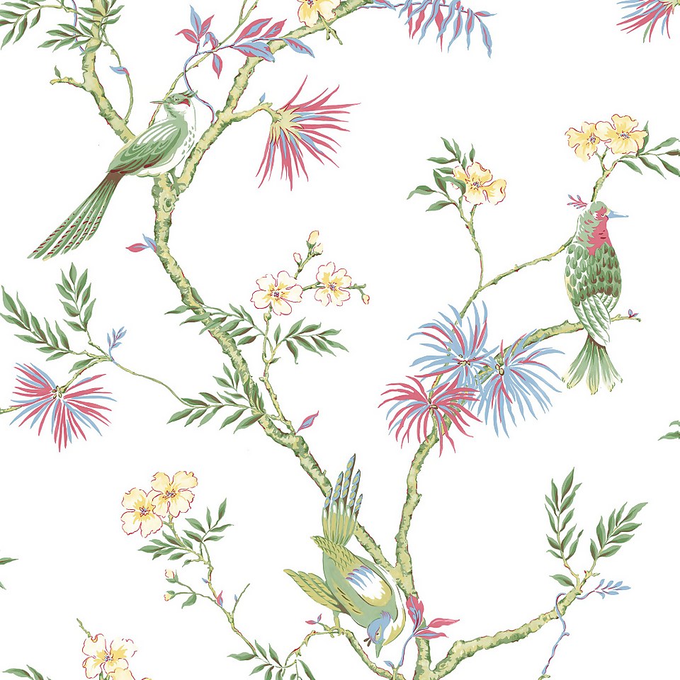 Galerie Chinoiserie Bird Multicoloured A4 Wallpaper Sample