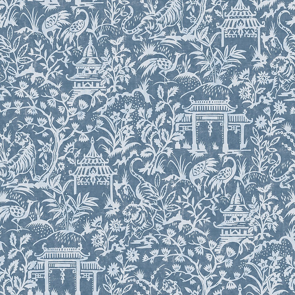 Galerie Chinese Toile Blue A4 Wallpaper Sample