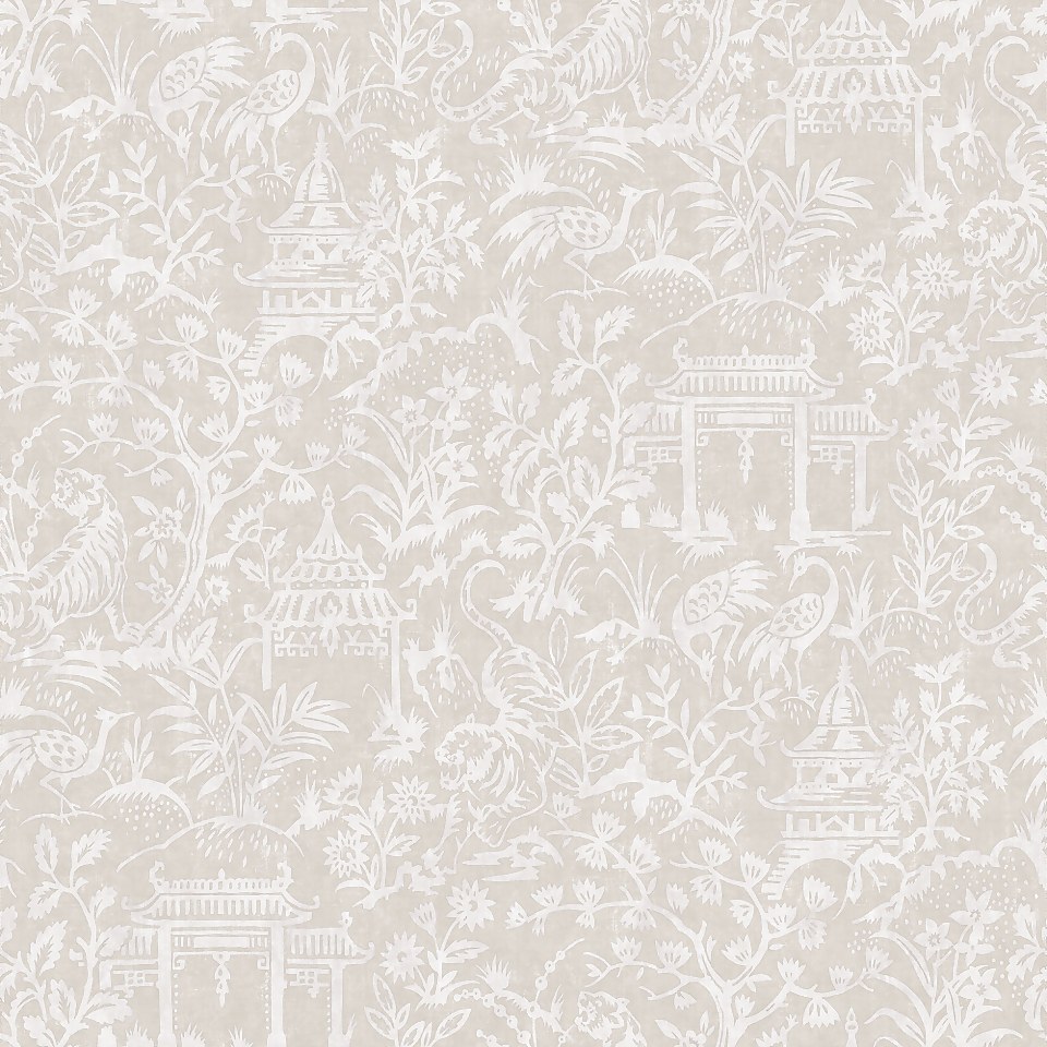 Galerie Chinese Toile Beige A4 Wallpaper Sample