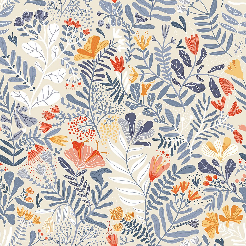 Galerie Wild Flower Blue A4 Wallpaper Sample
