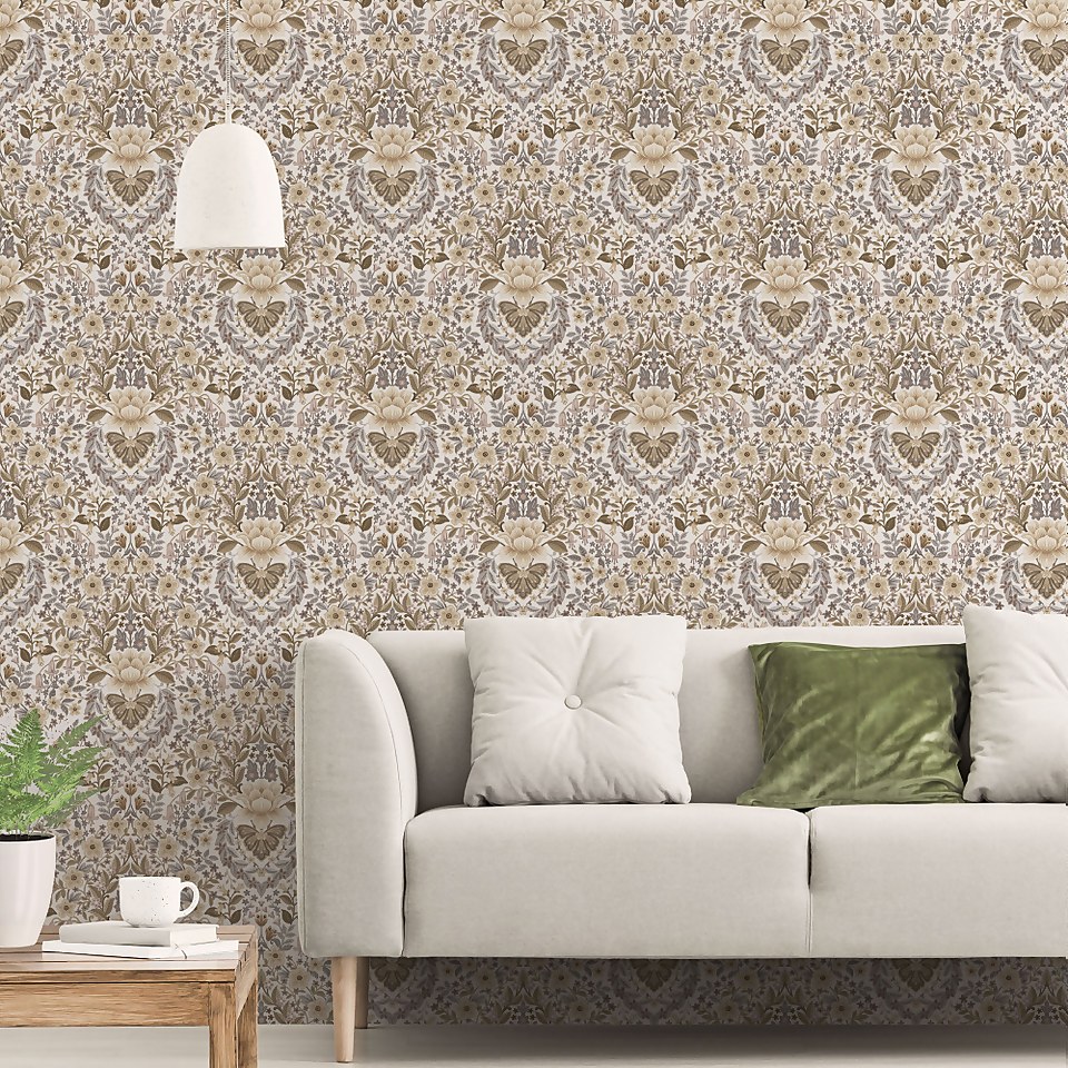 Galerie Floral Paisley Neutral Large Wallpaper Sample