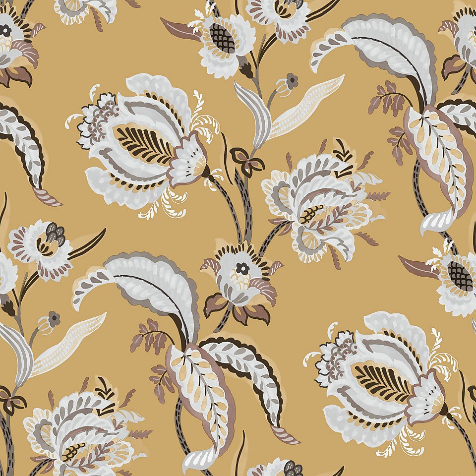 Galerie Floral Paisley Trail Yellow Large Wallpaper Sample