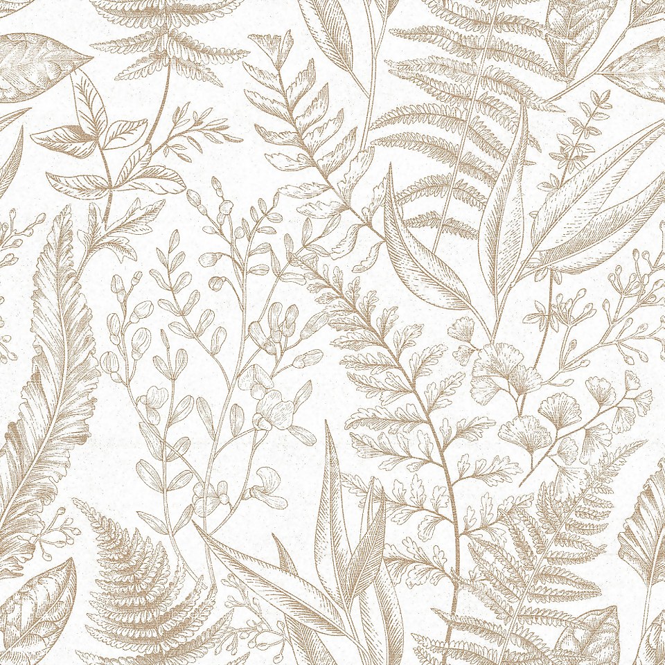 Galerie Botanical Sketch Beige Large Wallpaper Sample